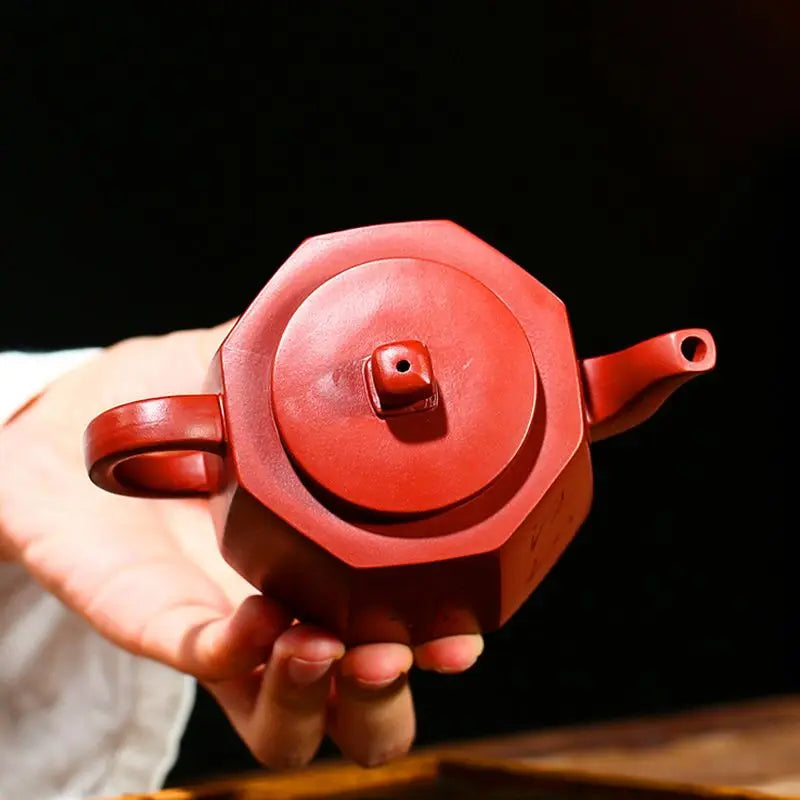 Yixing Purple Clay Teapot Master Carved Square Tea Pot Raw Ore Purple Mud Kettle Authentic Handmade Zisha Tea Set