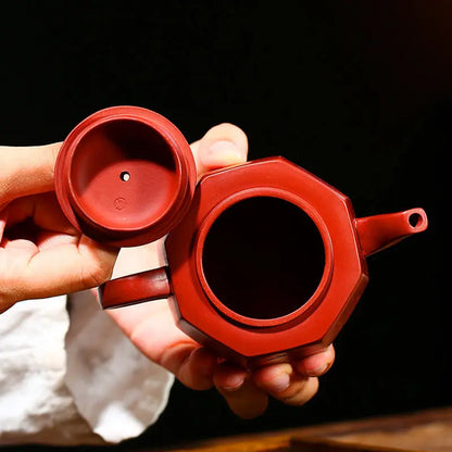 Yixing Purple Clay Teapot Master Carved Square Tea Pot Raw Ore Purple Mud Kettle Authentic Handmade Zisha Tea Set