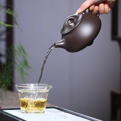 Yixing Purple Clay Teapot Master Hand Carved Peony Tea Pot Filter Kettle Chinese Authentic Zisha Tea Set 500ml Puer Teapot