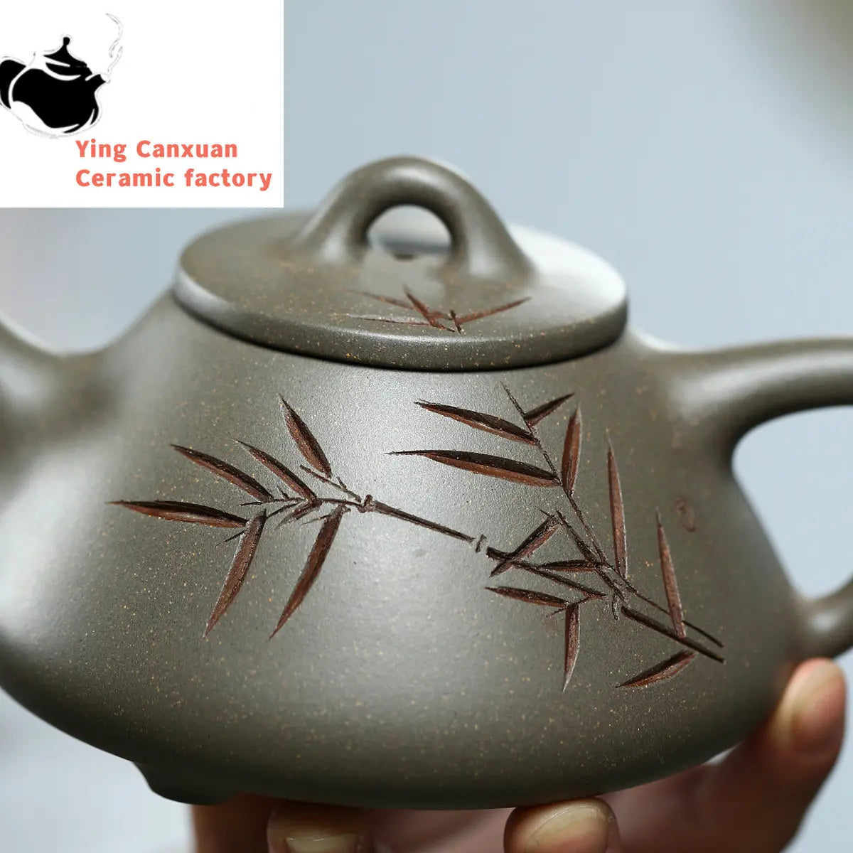 Yixing Purple Clay Teapot Raw Ore Crab Shell Green Ziye Stone Scoop Hand-lettering Painting Teapot Kung Fu Tea Set Teapot Capaci