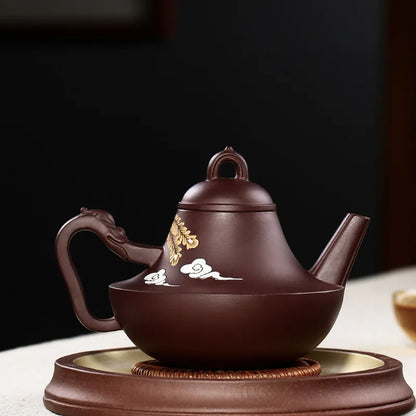 Yixing Purple Clay Teapot Raw Ore Purple Clay Handmade Phenix Dance in the Sky Teapot Tea Set Famous Household Moon Red Manufact