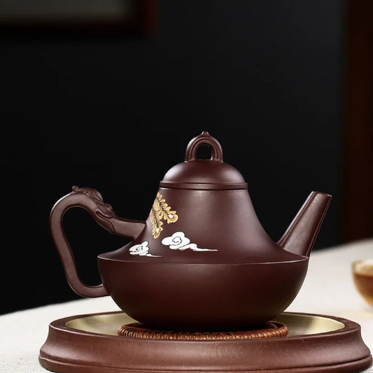 Yixing Purple Clay Teapot Raw Ore Purple Clay Handmade Phenix Dance in the Sky Teapot Tea Set Famous Household Moon Red Manufact