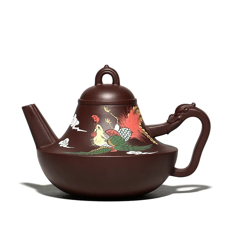Yixing Purple Clay Teapot Raw Ore Purple Clay Handmade Phenix Dance in the Sky Teapot Tea Set Famous Household Moon Red Manufact