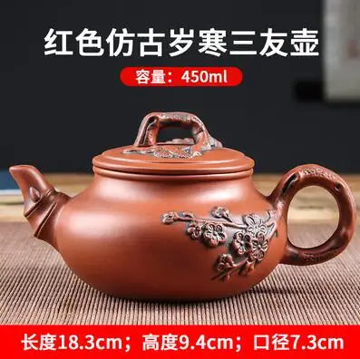 Yixing-Purple Clay Teapot and Teacup Set, Large Capacity, Clay Plum Blossom Pot, Kungfu Tea Set