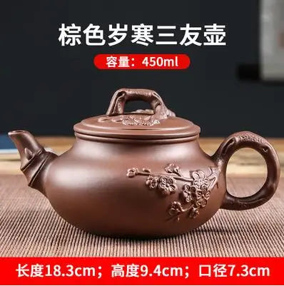 Yixing-Purple Clay Teapot and Teacup Set, Large Capacity, Clay Plum Blossom Pot, Kungfu Tea Set