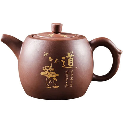 Yixing Purple Clay Teapots Large Capacity Flowers and Birds Teapot Handmade Zhu Mud Dragon Pattern Tea Infuser Chinese Tea Set