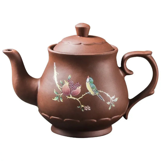 Yixing Purple Clay Teapots Large Capacity Flowers and Birds Teapot Handmade Zhu Mud Dragon Pattern Tea Infuser Chinese Tea Set