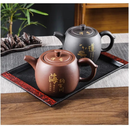 Yixing Purple Clay Teapots Large Capacity Flowers and Birds Teapot Handmade Zhu Mud Dragon Pattern Tea Infuser Chinese Tea Set