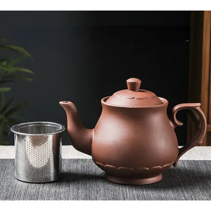Yixing Purple Clay Teapots Large Capacity Flowers and Birds Teapot Handmade Zhu Mud Dragon Pattern Tea Infuser Chinese Tea Set