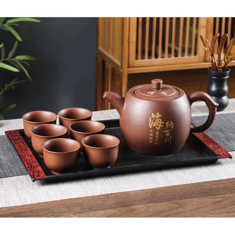 Yixing Purple Clay Teapots Large Capacity Flowers and Birds Teapot Handmade Zhu Mud Dragon Pattern Tea Infuser Chinese Tea Set