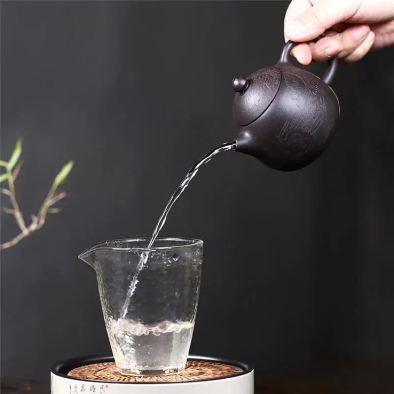 Yixing Purple Clay, Zisha Teapot, Tea Set, Drinkware, Dark mud Dragon Egg Pot,Teaware,Handmade,Green Dark Home Decoration