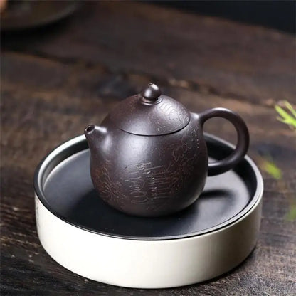 Yixing Purple Clay, Zisha Teapot, Tea Set, Drinkware, Dark mud Dragon Egg Pot,Teaware,Handmade,Green Dark Home Decoration