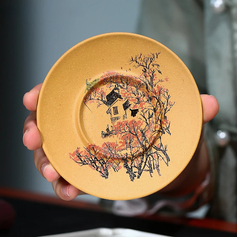 Yixing Purple Clay tea Gaiwan Teacup Hand Painted tea Tureen Chinese Retro Set Accessories Tea Ceremony Drinkware 120ml