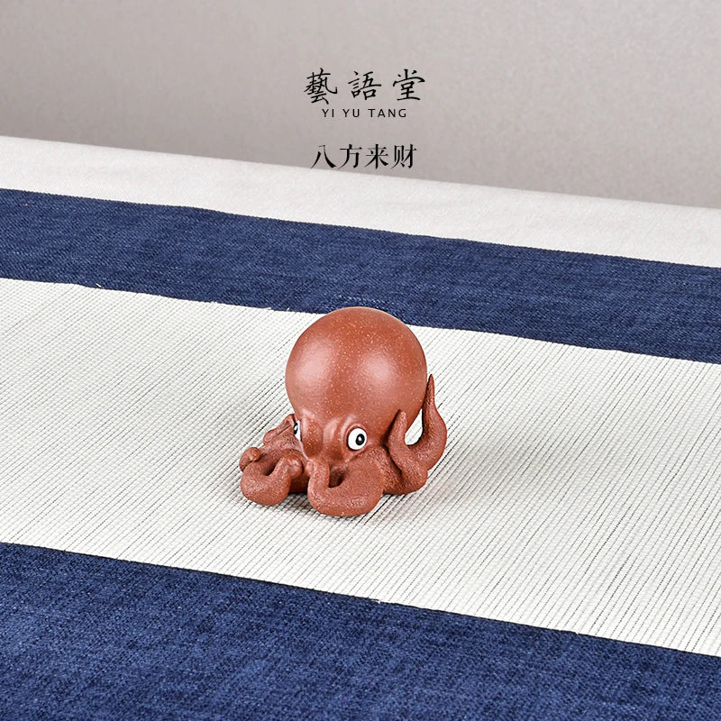 Yixing Purple Sand Boutique Famous Li Changtao Tea Ornaments Raw Ore Handmade Wealth Comes from Every Direction Small Octopus Oc