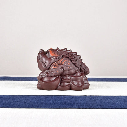 Yixing Purple Sand Boutique Golden Toad Tea Ornaments Tea Set Raw Ore Handmade Supportable Large Ornaments Three-Legged Toad