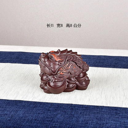 Yixing Purple Sand Boutique Golden Toad Tea Ornaments Tea Set Raw Ore Handmade Supportable Large Ornaments Three-Legged Toad