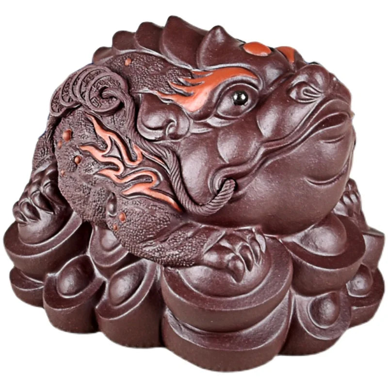 Yixing Purple Sand Boutique Golden Toad Tea Ornaments Tea Set Raw Ore Handmade Supportable Large Ornaments Three-Legged Toad