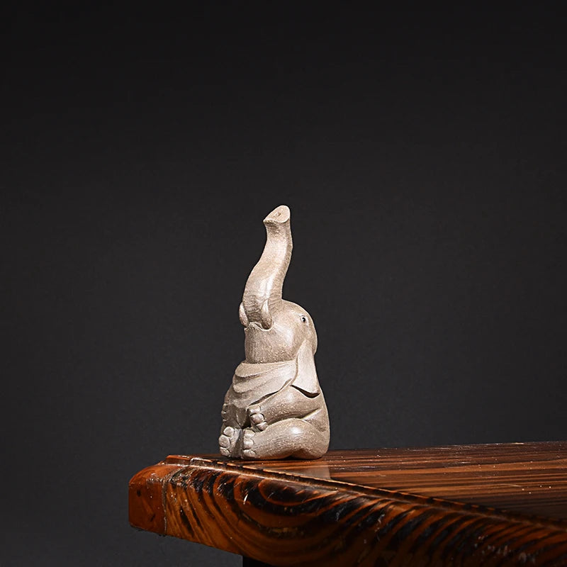 Yixing Purple Sand Boutique Incense Holder Raw Ore Handmade Tea Ornaments Lucky Elephant Animal Incense Holder Tea Ceremony Deco