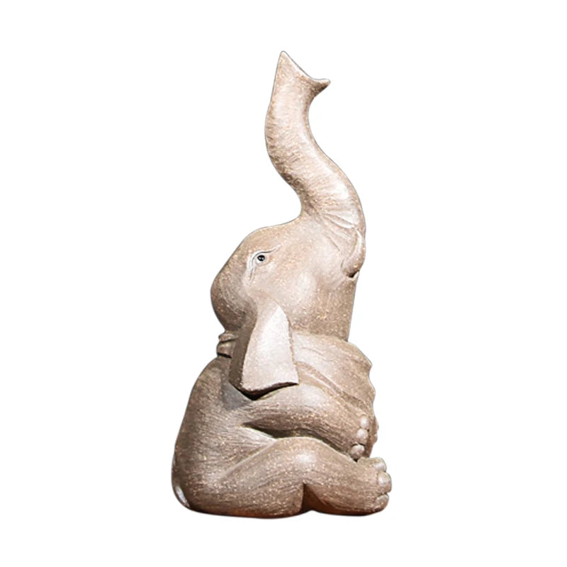 Yixing Purple Sand Boutique Incense Holder Raw Ore Handmade Tea Ornaments Lucky Elephant Animal Incense Holder Tea Ceremony Deco