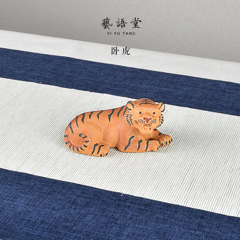 Yixing Purple Sand Boutique Sleeping Tiger Raw Ore Handmade Supportable Little Tiger Tea Tray Utensils Ornaments Small Size Tea