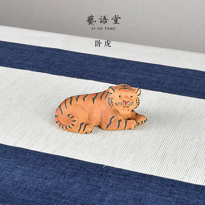 Yixing Purple Sand Boutique Sleeping Tiger Raw Ore Handmade Supportable Little Tiger Tea Tray Utensils Ornaments Small Size Tea