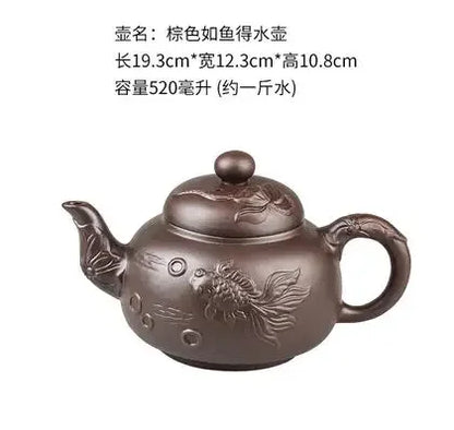 Yixing-Purple Sand Ceramic Teapot, Large Capacity, Pure Handmade, Plum Blossom, Dragon Phoenix, Household, Kungfu Tea Set