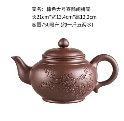 Yixing-Purple Sand Ceramic Teapot, Large Capacity, Pure Handmade, Plum Blossom, Dragon Phoenix, Household, Kungfu Tea Set