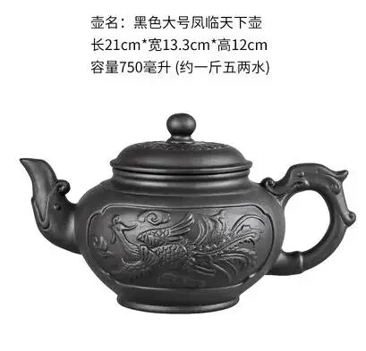 Yixing-Purple Sand Ceramic Teapot, Large Capacity, Pure Handmade, Plum Blossom, Dragon Phoenix, Household, Kungfu Tea Set