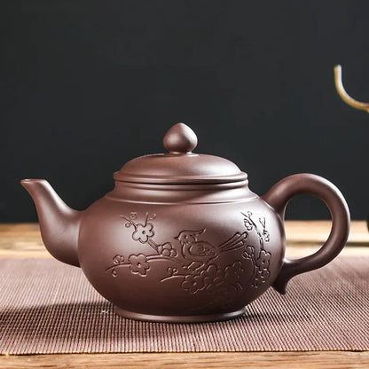 Yixing-Purple Sand Ceramic Teapot, Large Capacity, Pure Handmade, Plum Blossom, Dragon Phoenix, Household, Kungfu Tea Set