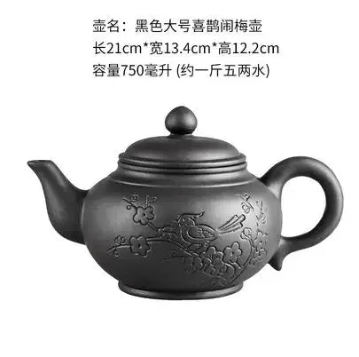 Yixing-Purple Sand Ceramic Teapot, Large Capacity, Pure Handmade, Plum Blossom, Dragon Phoenix, Household, Kungfu Tea Set
