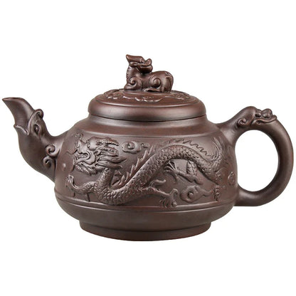 Yixing-Purple Sand Ceramic Teapot, Large Capacity, Pure Handmade, Plum Blossom, Dragon Phoenix, Household, Kungfu Tea Set