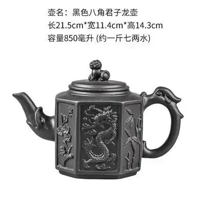 Yixing-Purple Sand Ceramic Teapot, Large Capacity, Pure Handmade, Plum Blossom, Dragon Phoenix, Household, Kungfu Tea Set
