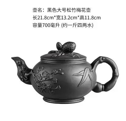 Yixing-Purple Sand Ceramic Teapot, Large Capacity, Pure Handmade, Plum Blossom, Dragon Phoenix, Household, Kungfu Tea Set
