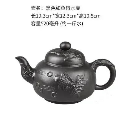 Yixing-Purple Sand Ceramic Teapot, Large Capacity, Pure Handmade, Plum Blossom, Dragon Phoenix, Household, Kungfu Tea Set