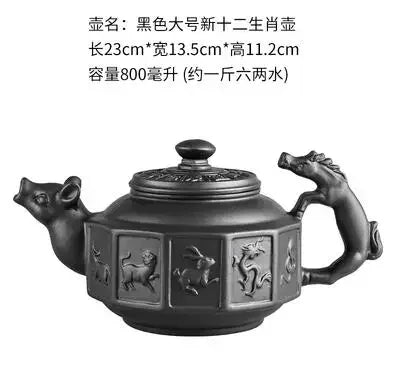 Yixing-Purple Sand Ceramic Teapot, Large Capacity, Pure Handmade, Plum Blossom, Dragon Phoenix, Household, Kungfu Tea Set