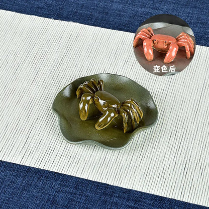 Yixing Purple Sand Color Changing Tea Pet Tea Set Crab Goldfish More than Wealth Comes from Every Direction Years Tea Ceremony D