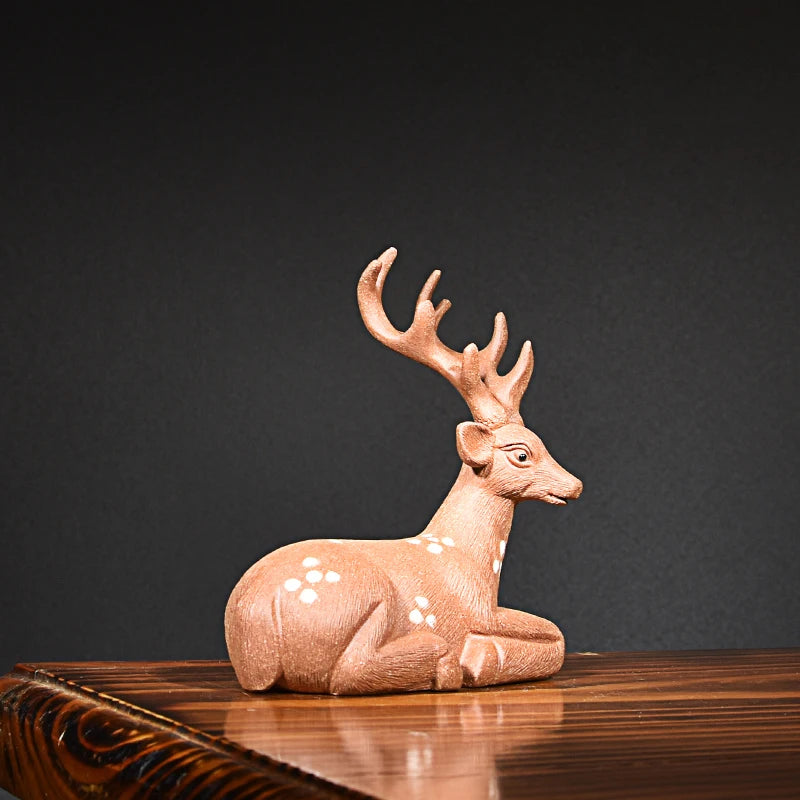 Yixing Purple Sand Deer Tea Ornaments Ornaments Boutique Brushed Handmade Supportable Deer Rich with Deer Tea tray utensils