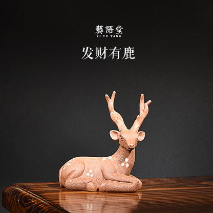 Yixing Purple Sand Deer Tea Ornaments Ornaments Boutique Brushed Handmade Supportable Deer Rich with Deer Tea tray utensils