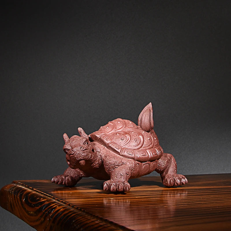 Yixing Purple Sand Dragon Turtle Tea Ornaments Gain Momentum Dragon Turtle Boutique Raw Ore Handmade Supportable Turtle Dragon O