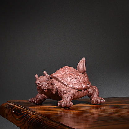 Yixing Purple Sand Dragon Turtle Tea Ornaments Gain Momentum Dragon Turtle Boutique Raw Ore Handmade Supportable Turtle Dragon O