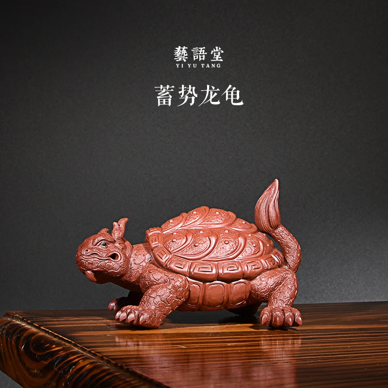 Yixing Purple Sand Dragon Turtle Tea Ornaments Gain Momentum Dragon Turtle Boutique Raw Ore Handmade Supportable Turtle Dragon O