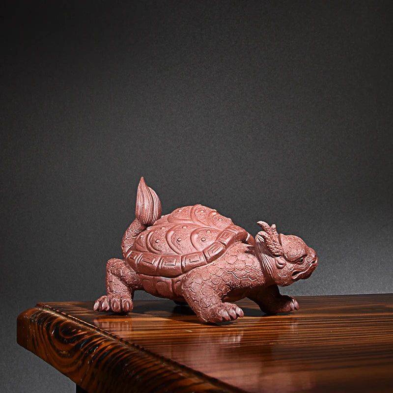 Yixing Purple Sand Dragon Turtle Tea Ornaments Gain Momentum Dragon Turtle Boutique Raw Ore Handmade Supportable Turtle Dragon O