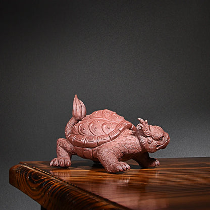 Yixing Purple Sand Dragon Turtle Tea Ornaments Gain Momentum Dragon Turtle Boutique Raw Ore Handmade Supportable Turtle Dragon O