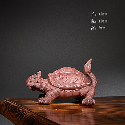 Yixing Purple Sand Dragon Turtle Tea Ornaments Gain Momentum Dragon Turtle Boutique Raw Ore Handmade Supportable Turtle Dragon O