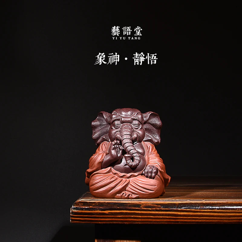 Yixing Purple Sand Fine Ornaments Supportable Purple Sand Elephant Tea Ornaments Handmade Tea Ornaments Sculpture Tea Tray Utens