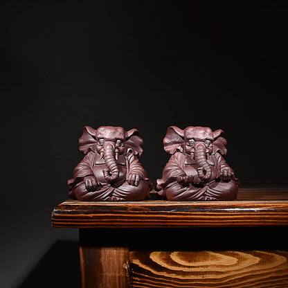 Yixing Purple Sand Fine Ornaments Supportable Purple Sand Elephant Tea Ornaments Handmade Tea Ornaments Sculpture Tea Tray Utens