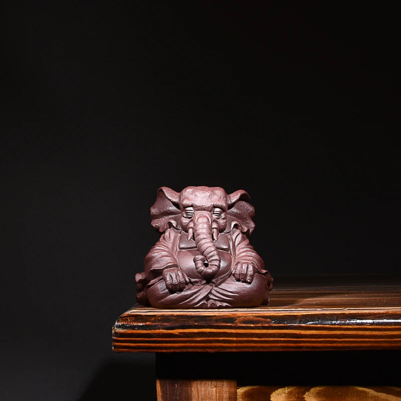 Yixing Purple Sand Fine Ornaments Supportable Purple Sand Elephant Tea Ornaments Handmade Tea Ornaments Sculpture Tea Tray Utens