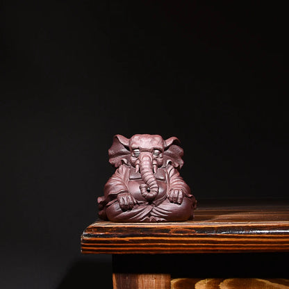 Yixing Purple Sand Fine Ornaments Supportable Purple Sand Elephant Tea Ornaments Handmade Tea Ornaments Sculpture Tea Tray Utens