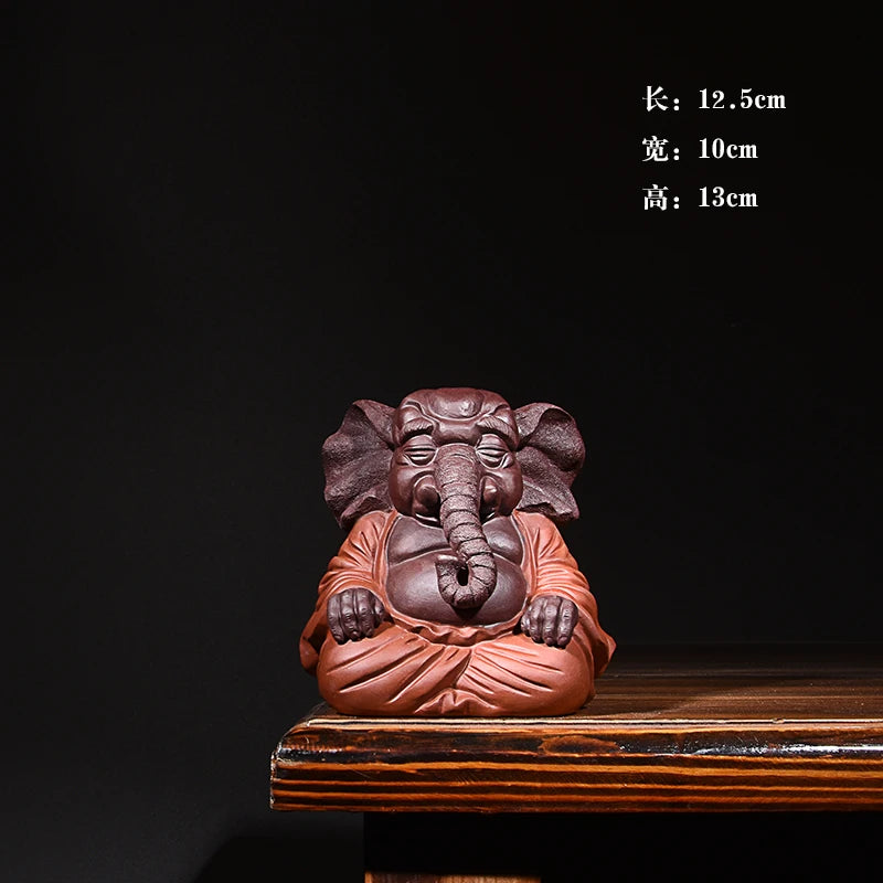 Yixing Purple Sand Fine Ornaments Supportable Purple Sand Elephant Tea Ornaments Handmade Tea Ornaments Sculpture Tea Tray Utens