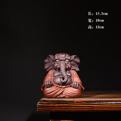 Yixing Purple Sand Fine Ornaments Supportable Purple Sand Elephant Tea Ornaments Handmade Tea Ornaments Sculpture Tea Tray Utens